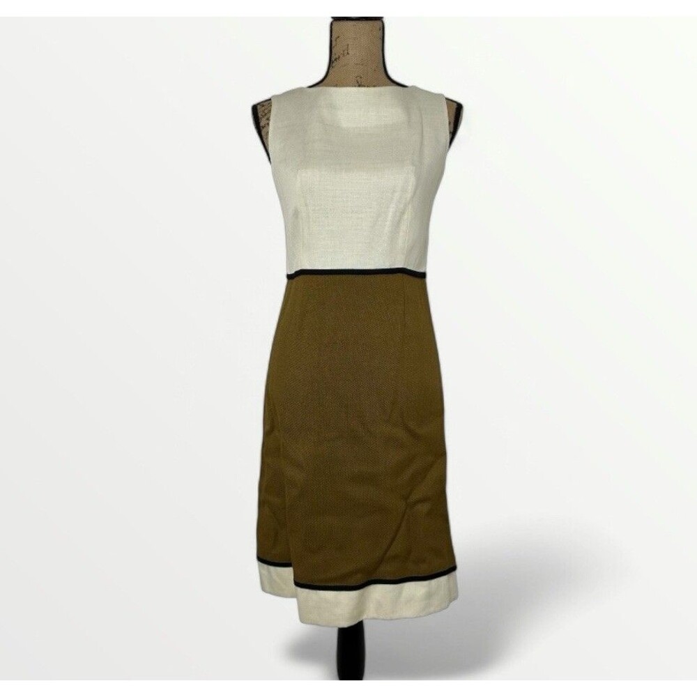 Vtg 60s Lanz A‎ Line Dress Womens Sz 11 Mod Color Block Minimalist Jackie O NWT
